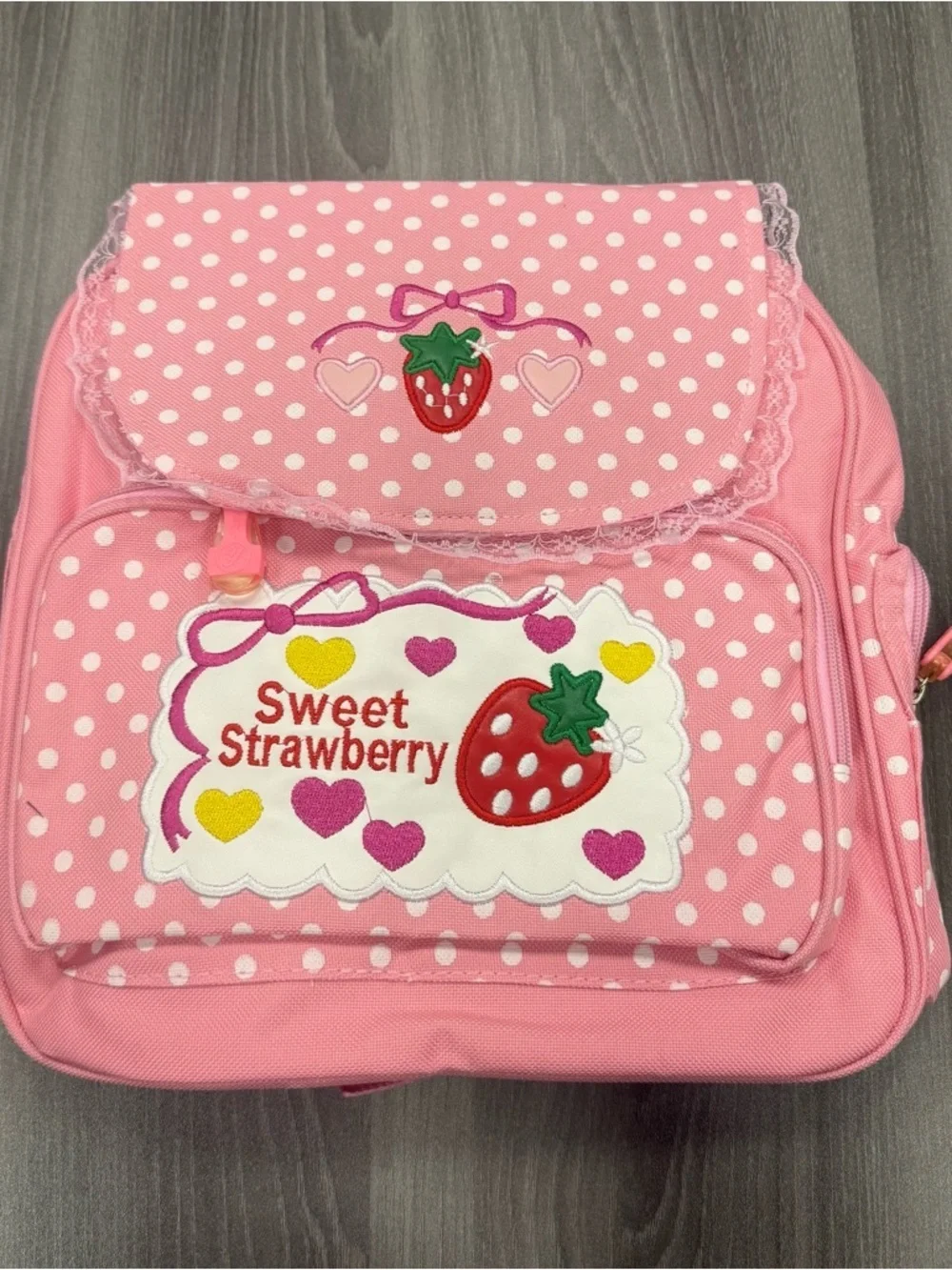 Sweet Strawberry Pink Kids Backpack